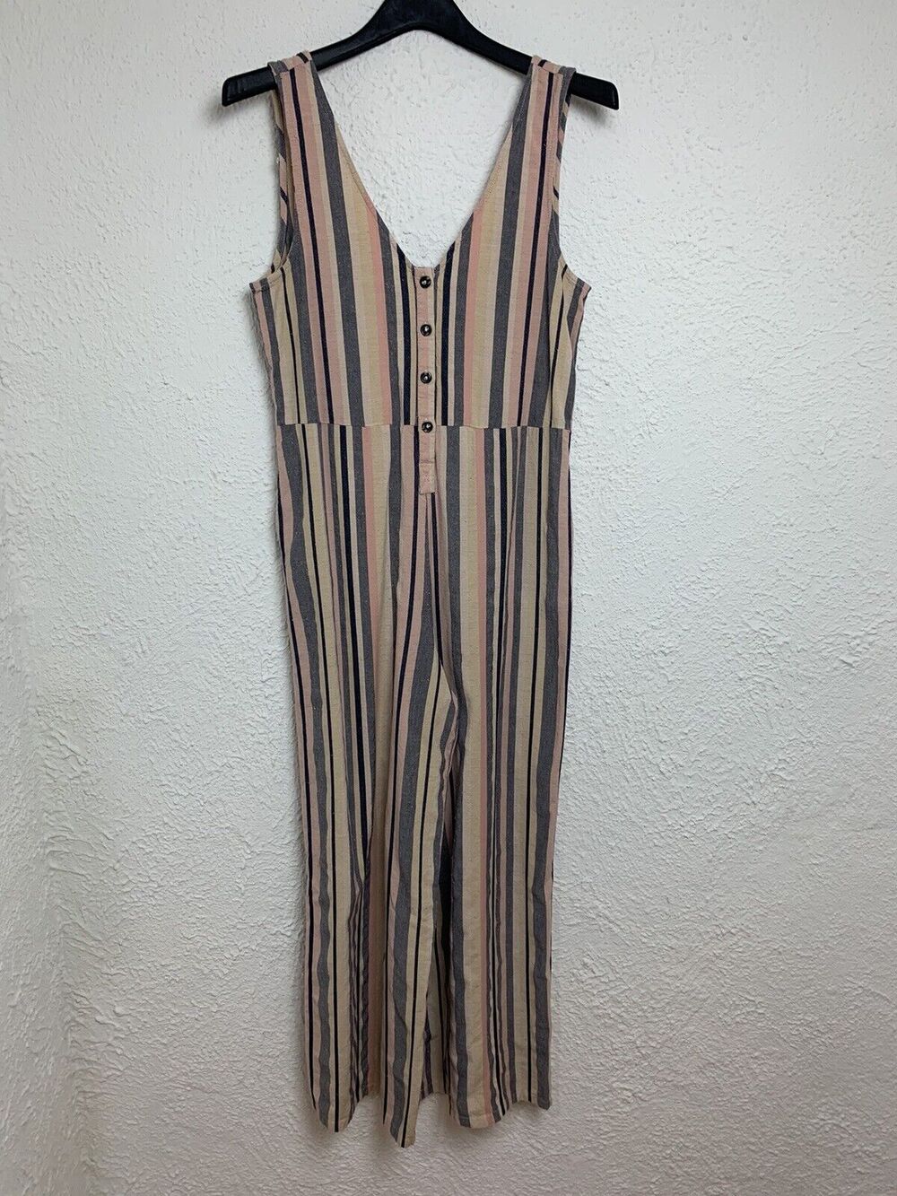 Urban Outfitters Multicolor Sleeveless Pink Blue Striped Jumpsuit Size S
